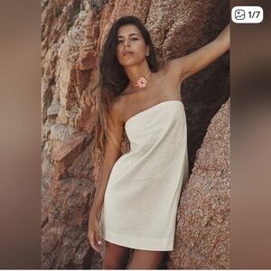 Free People Strapless Mini Dress in Cream